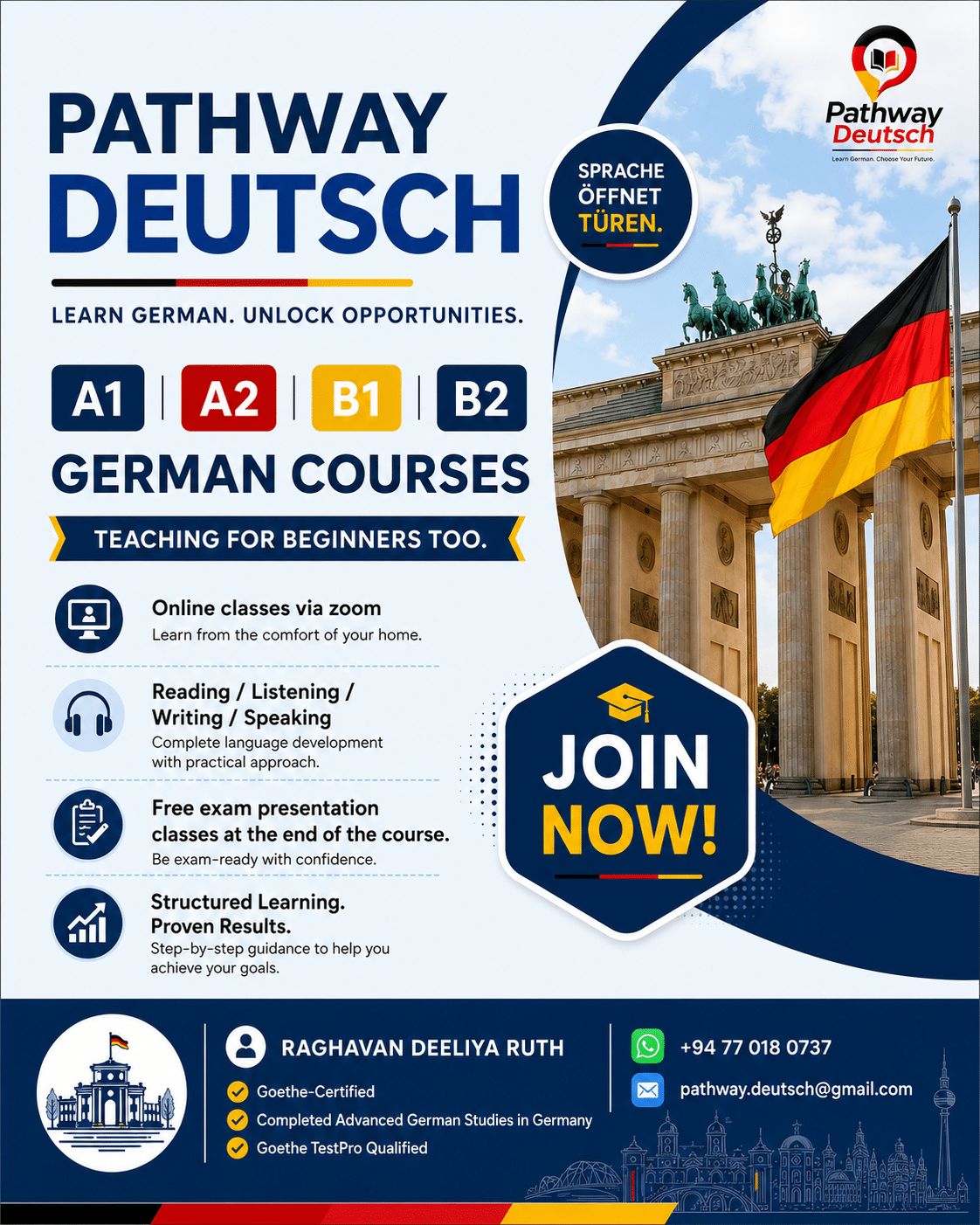 German language course A1 – B2